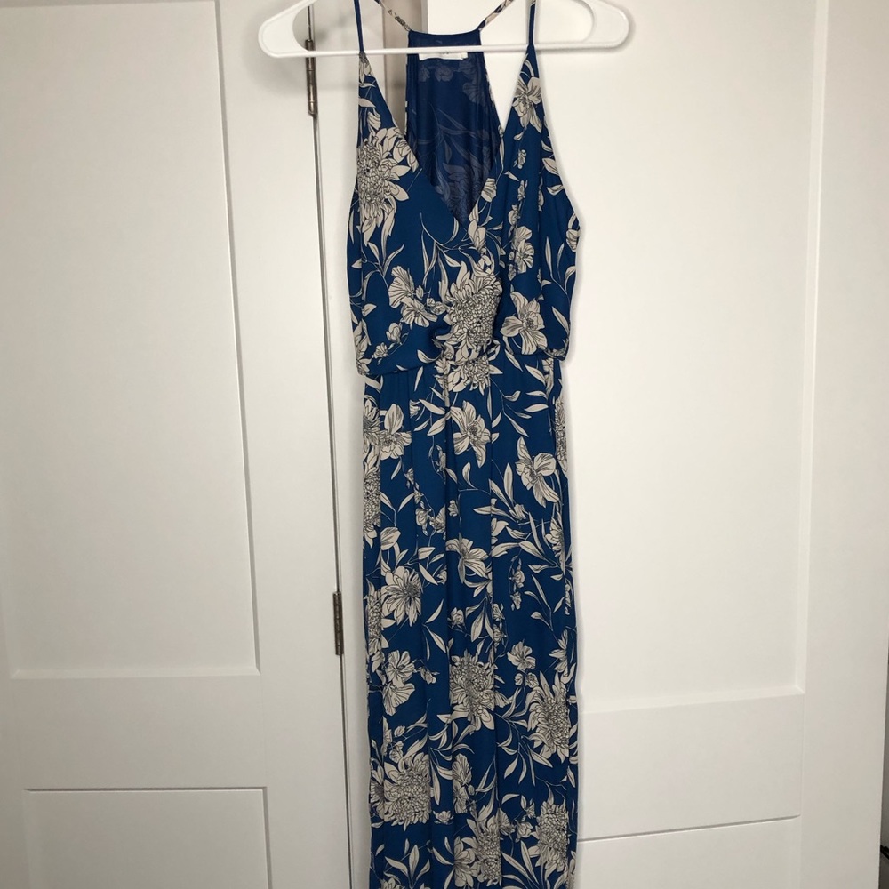 Blue Floral LULUS Dress w/ slit
